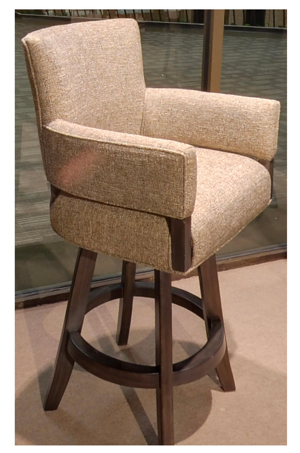 Mod Upholstered Wood Swivel Stool, Upholstered Swivel Counter Stools With Backs And Arms