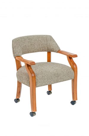 Darafeev's Patriot Wood Dining Chair with Arms, Padded on Back and Seat, and Casters