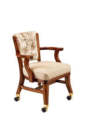 Luxury Solid Wood Upholstered Caster Arm Chair - Tufted Elegant - Darafeev