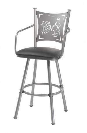 Trica's Creation Collection Swivel Bar Stool with Arms and Wine Laser Cut Back