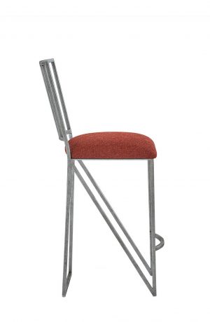 Wesley Allen's Ace Modern Classic Silver Bar Stool in Red Seat Cushion - Side View
