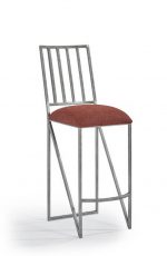 Wesley Allen's Ace Modern Steel Bar Stool with Seat Cushion and Mission Back