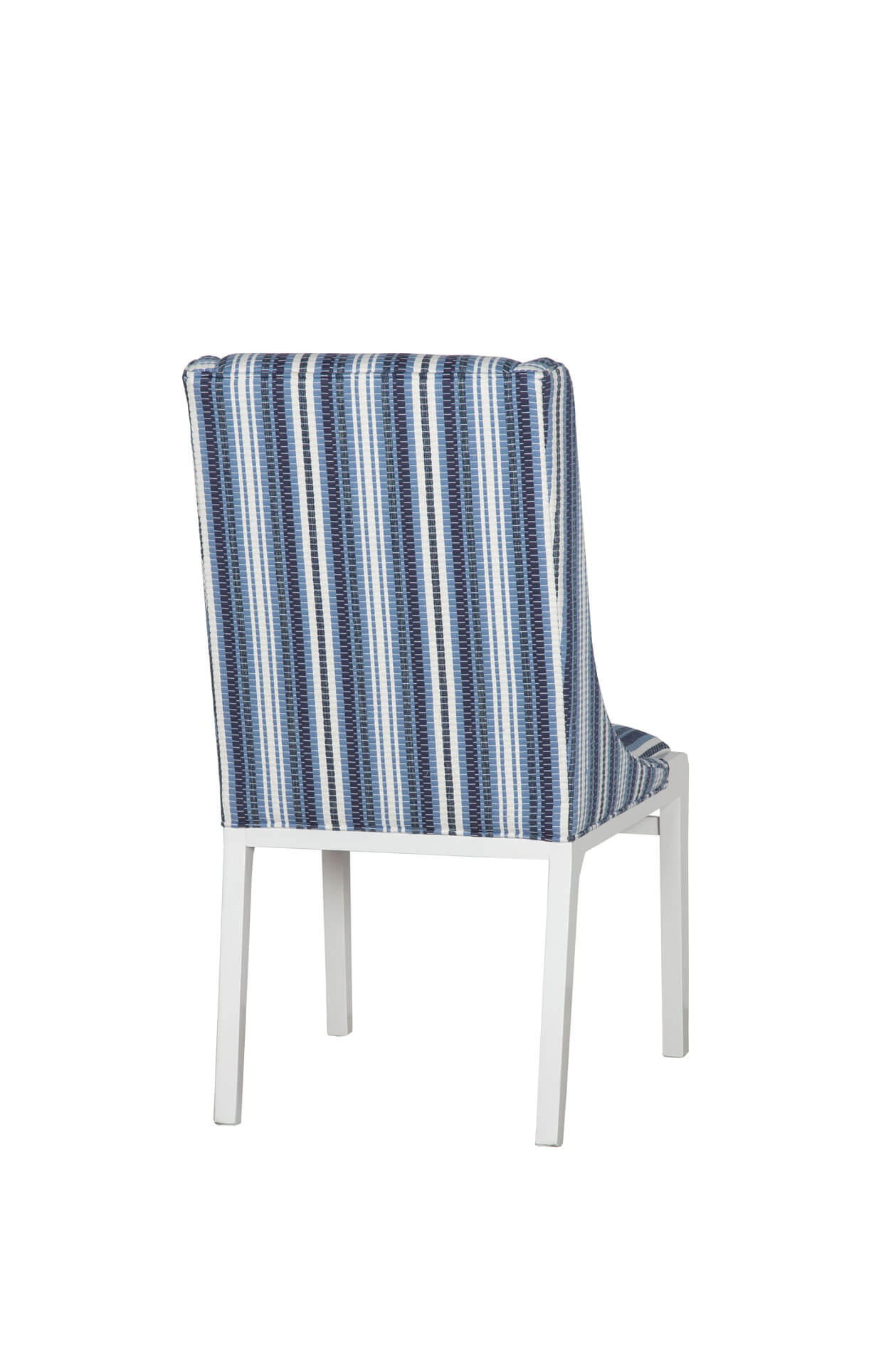 blue and white upholstered dining chairs