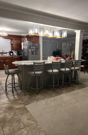 Holland's Jackie Silver Swivel Counter Stools in Customer's Kitchen