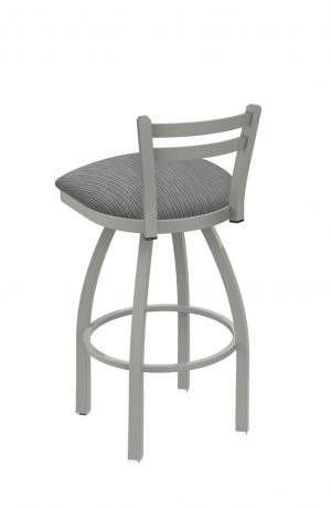 Holland's Jackie Swivel Stool with Low Back in Anodized Nickel and Graph Alpine Gray Seat Cushion - View of Back