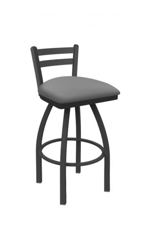 Holland's Jackie Swivel Stool with Low Back in Pewter and Canter Folkstone Grey Seat Cushion