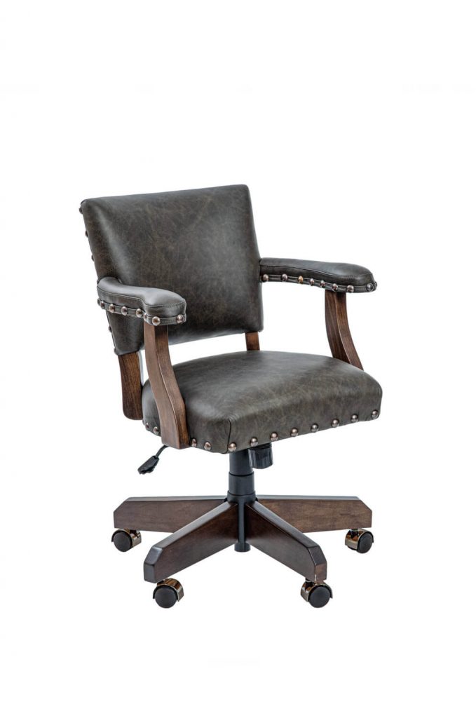 Darafeev's El Dorado Traditional Western Dining Chair with Arms and Nailhead Trim in Brown