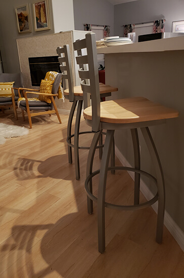 Holland's Jackie XL Swivel Bar Stool in Bronze Ladder Back Design in Kitchen