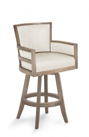 Darafeev's Metra Wood Swivel Arm Stool in Rustic Pewter Finish