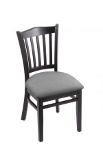 Holland's 3120 Black Wood Dining Chair in Canter Folkstone Grey Vinyl