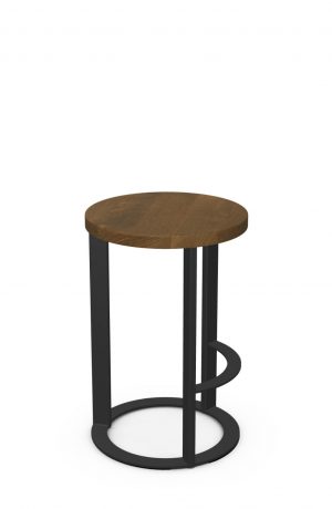 Amisco's Allegro Black Backless Bar Stool with Round Footrest
