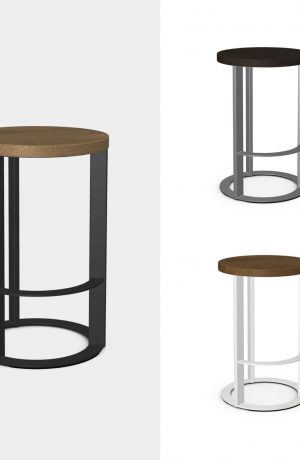 Amisco's Allegro Custom Made Backless Metal Bar Stool with Wood Seat