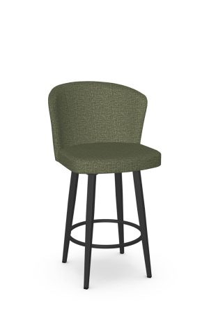 Amisco's Benson Black Modern Swivel Bar Stool with Green Back and Seat Cushion