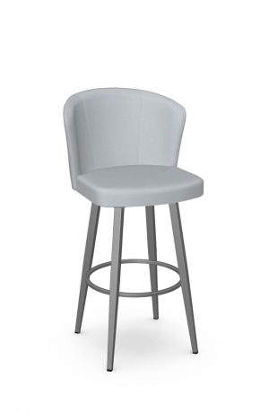 Amisco's Benson Modern Silver Swivel Bar Stool with Light Blue Vinyl