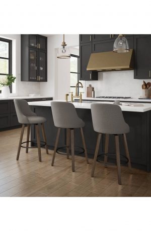 Amisco's Diaz Modern Wood Kitchen Counter Stools in Gray and Brown Kitchen
