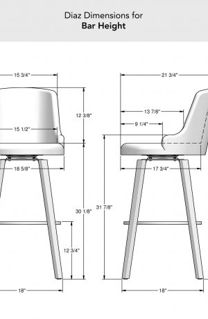 Amisco's Diaz Swivel Bar Stool Dimensions for Bar Height