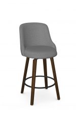 Amisco's Diaz Wood Swivel Upholstered Bar Stool with Back in Brown and Gray