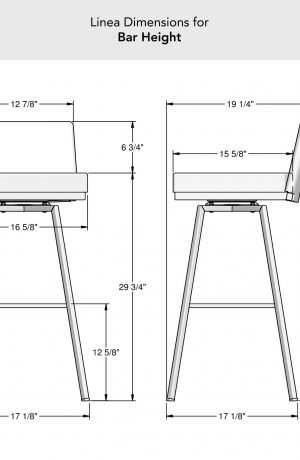 Amisco's Linea Low Back Bar Height Dimensions