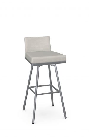 Amisco's Linea Modern Swivel Low Back Barstool in Silver