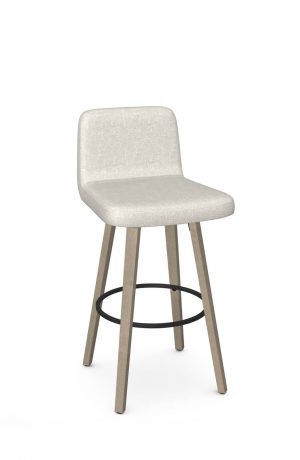 Amisco's Visconti Beachwood Swivel Bar Stool with Upholstered Back and Seat