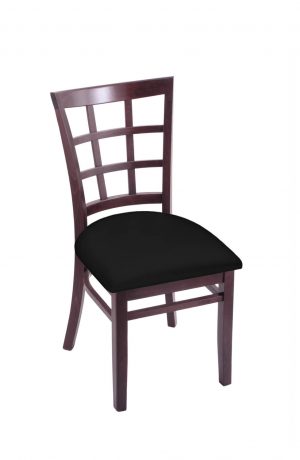 Holland's 3130 Hampton Dark Cherry Wood Dining Chair in Black Vinyl Seat Cushion