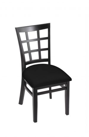 Holland's 3130 Hampton Black Wood Dining Chair in Black Vinyl Seat Cushion