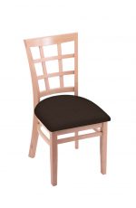 Holland's 3130 Hampton Natural Wood Dining Chair in Rein Coffee Seat Cushion