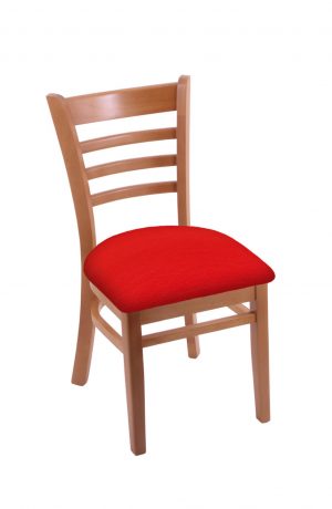 Holland's 3140 Hampton Medium Wood Dining Chair in Canter Red Seat Cushion