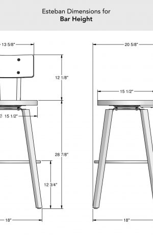 Amisco's Esteban Wood Dimensions for Bar Height