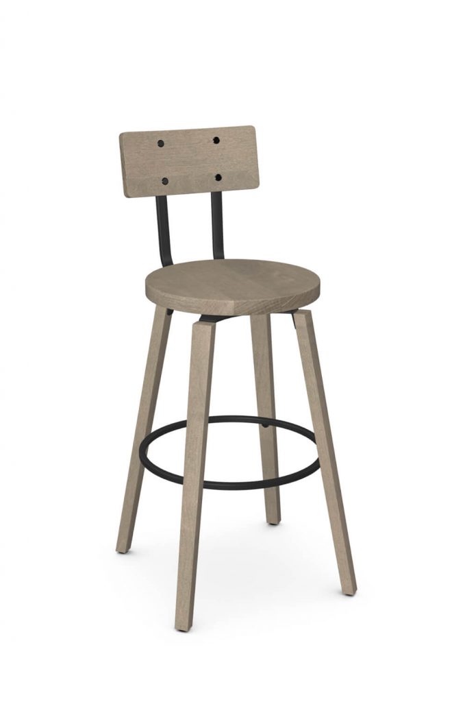 Amisco's Esteban Beach Wood Swivel Bar Stool with Back