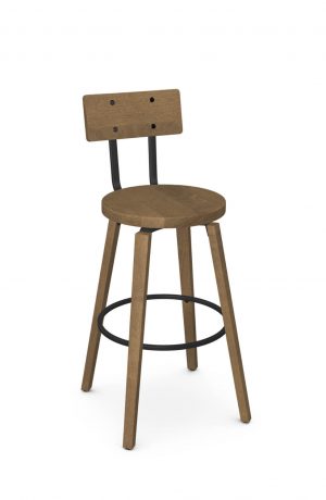 Amisco's Esteban Cashew Wood Swivel Bar Stool with Back