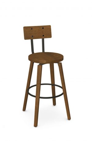 Amisco's Esteban Wood Swivel Bar Stool with Hammered Back