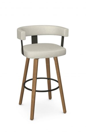 Amisco's Fletcher Medium Wood Swivel Bar Stool with Curved Back and Arms