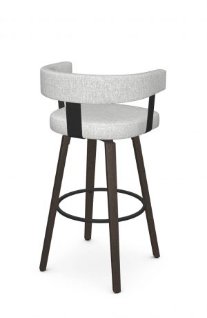 Amisco's Fletcher Modern Wood Upholstered Swivel Bar Stool with Curved Back in White and Brown - View of Back
