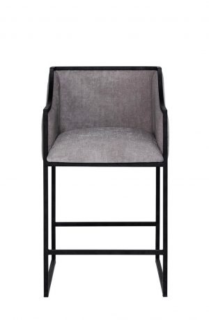 Wesley Allen's Mila Upholstered Metal Framed Bar Stool with Back and Arms - Front View