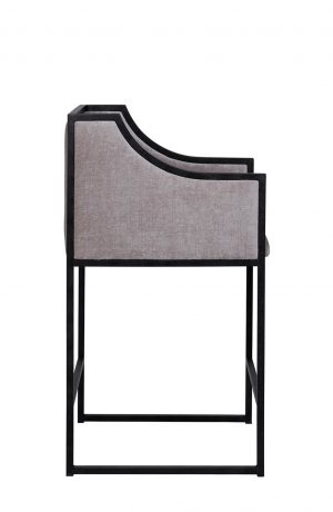 Wesley Allen's Mila Upholstered Metal Framed Bar Stool with Back and Arms - Side View