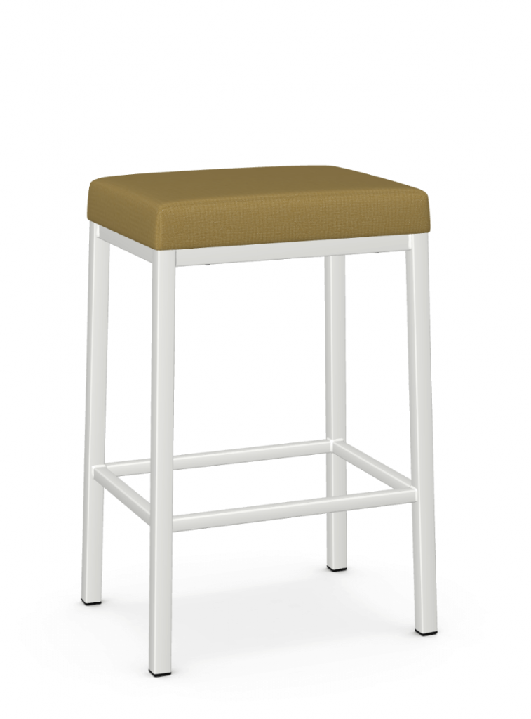Backless yellow and white bar stool