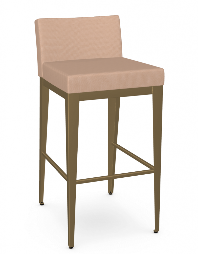 Pink and gold modern bar stool that is stationary