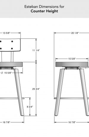 Amisco's Esteban Dimensions for Counter Height