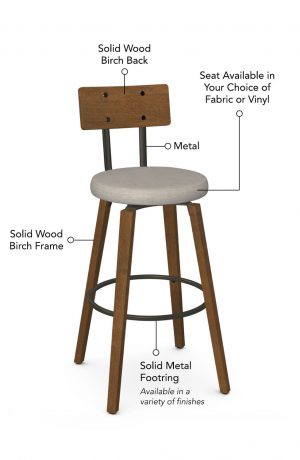 Featuring decorative nails on the back, solid wood birch frame, seat cushion, and solid metal footing that's available in a variety of finishes.