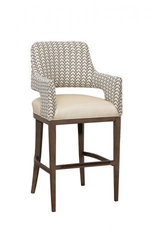 Fairfield's Josie Transitional Wood Bar Stool with Arms - Upholstered in Brown