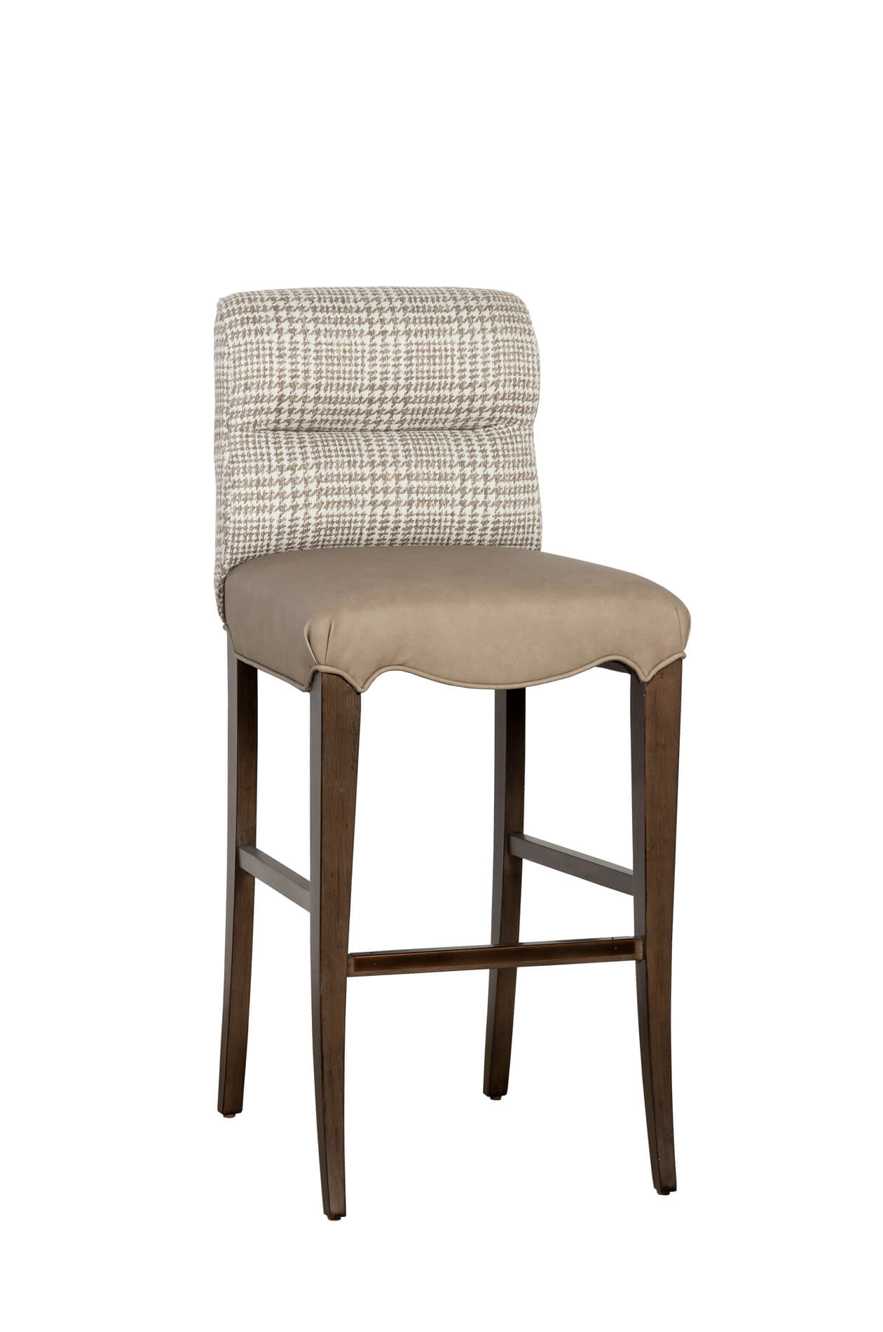 Fairfield's Magnolia Multi Wood Bar Stool with Back Fabric and Leather Seat