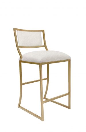 Wesley Allen's Ki Gold Stationary Modern Bar Stool with Off-White Fabric