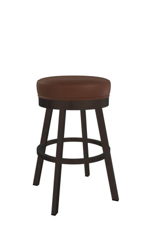 Wesley Allen's Miramar Black Backless Swivel Bar Stool with Red Seat