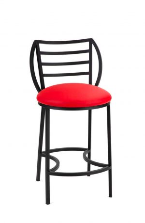 Wesley Allen's Quinn Black Bar Stool with Red Seat Cushion