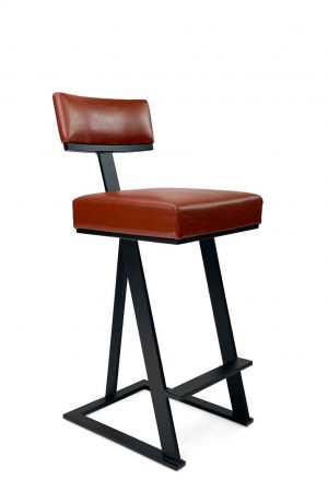 Wesley Allen's Tov Modern Black Metal Bar Stool with Seat and Back Cushion