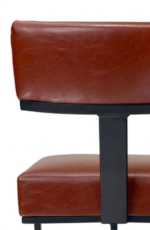 Wesley Allen's Tov Modern Black Metal Bar Stool with Seat and Back Cushion - Close Up of Back View