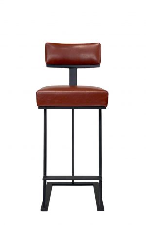 Wesley Allen's Tov Modern Black Metal Bar Stool with Seat and Back Cushion - Front View