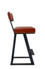 Wesley Allen's Tov Modern Black Metal Bar Stool with Seat and Back Cushion - Side View