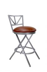 Wesley Allen's Gwen Modern Non-Swivel Bar Stool with Back and Seat Cushion